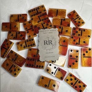 Handmade Red and gold Domino Set by Rylin’s Resin